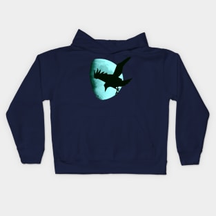 Nocturnal Raven Once In A Blue Moon Halloween Art Kids Hoodie